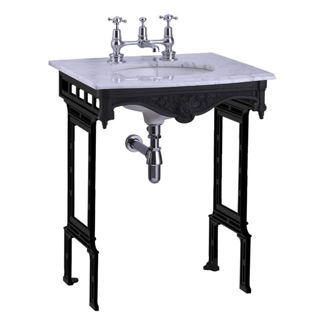 Carrera marble top & basin with black aluminium washstand G1 T48