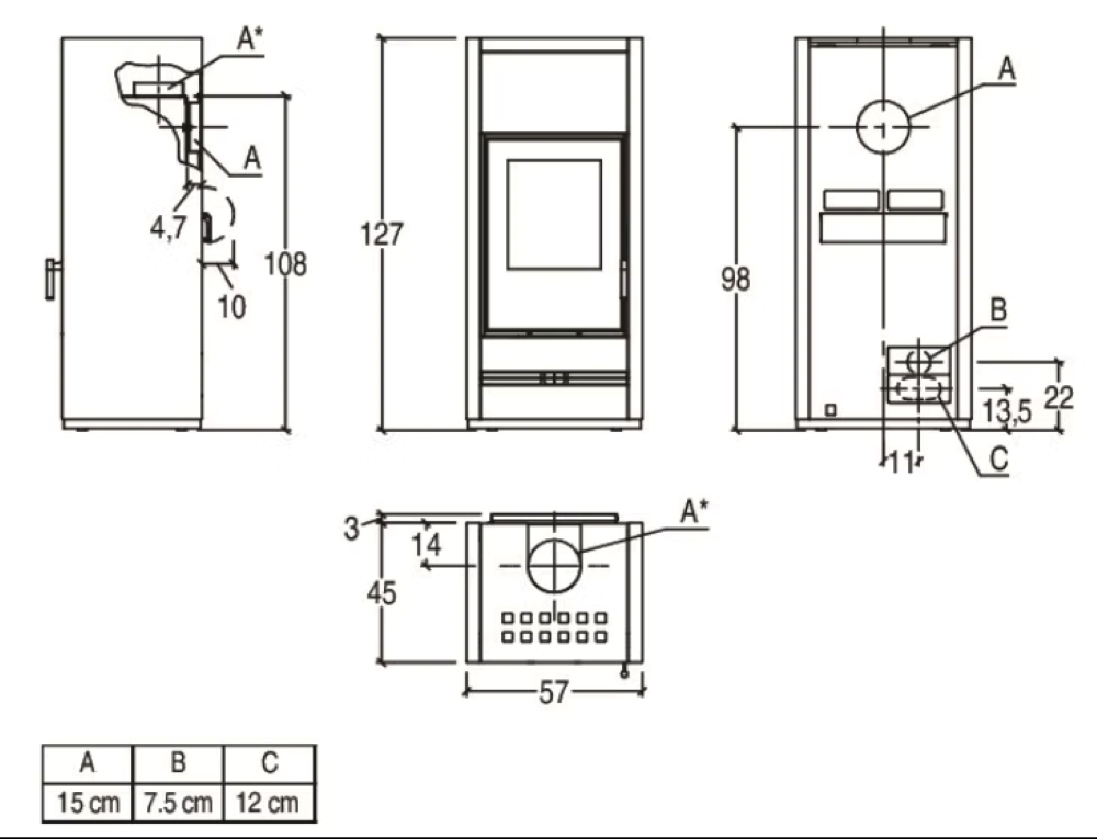 E128 Krāsniņas Izmēri